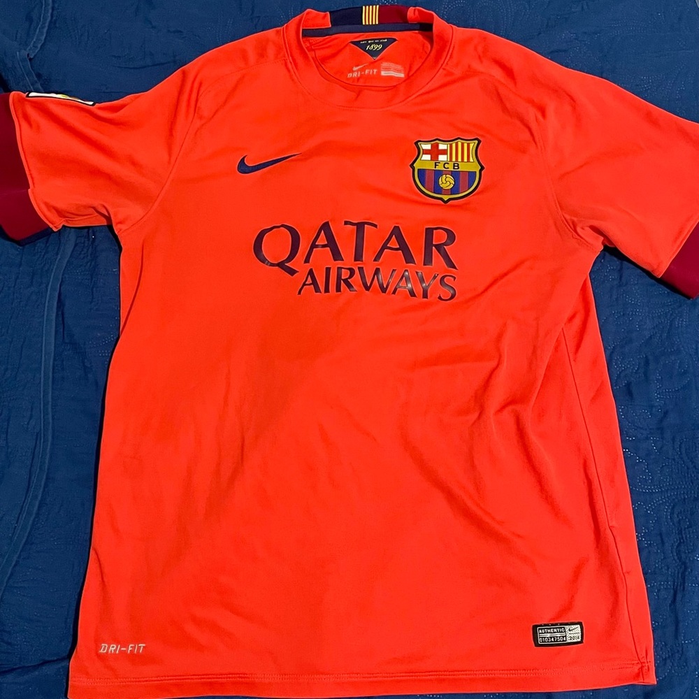 2014 Authentic Barcelona Neymar Jr Orange Sz Large